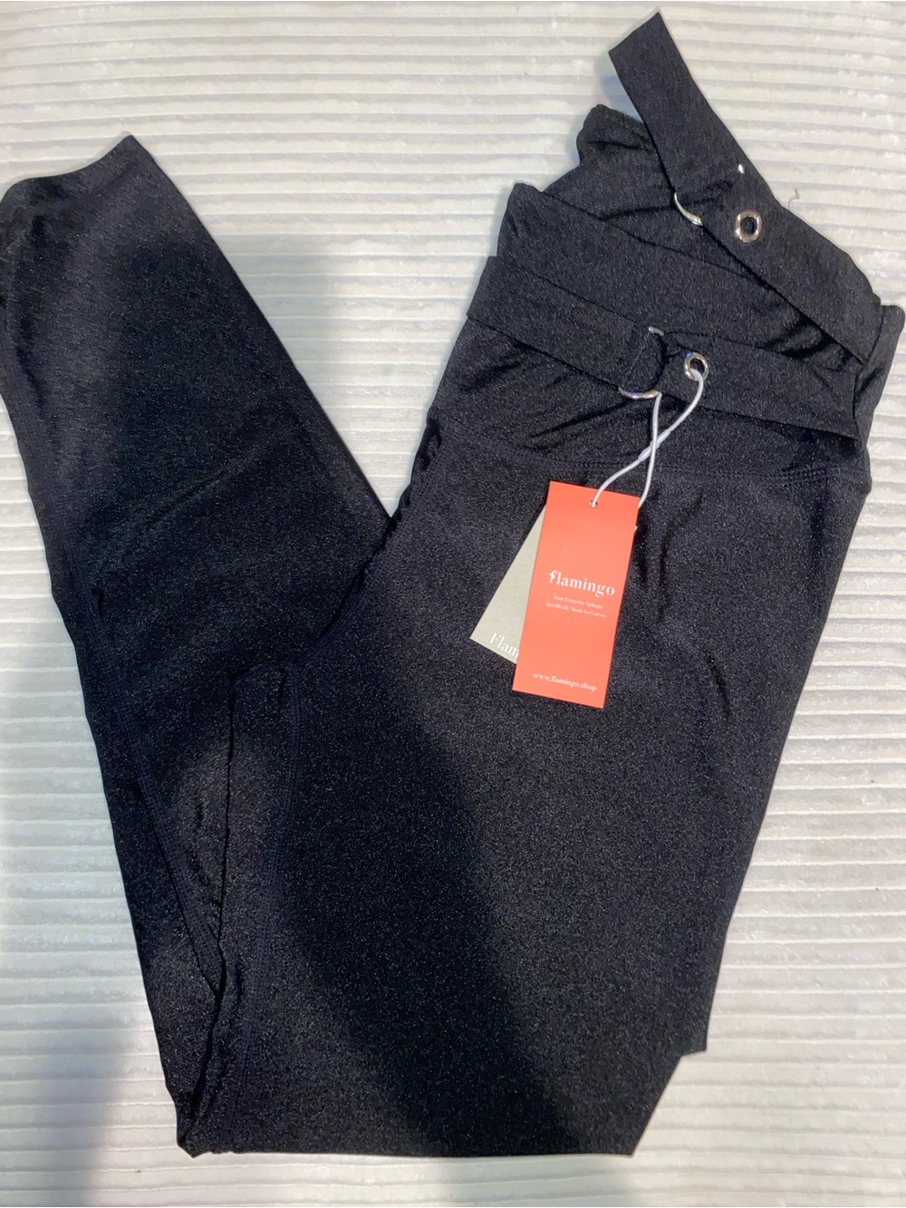 Flamingo Black High-Waist Belted Pants